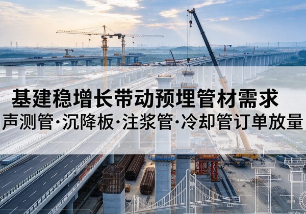 梁平区基建稳增长带动预埋监测管材需求，声测管、沉降板、注浆管订单持续放量